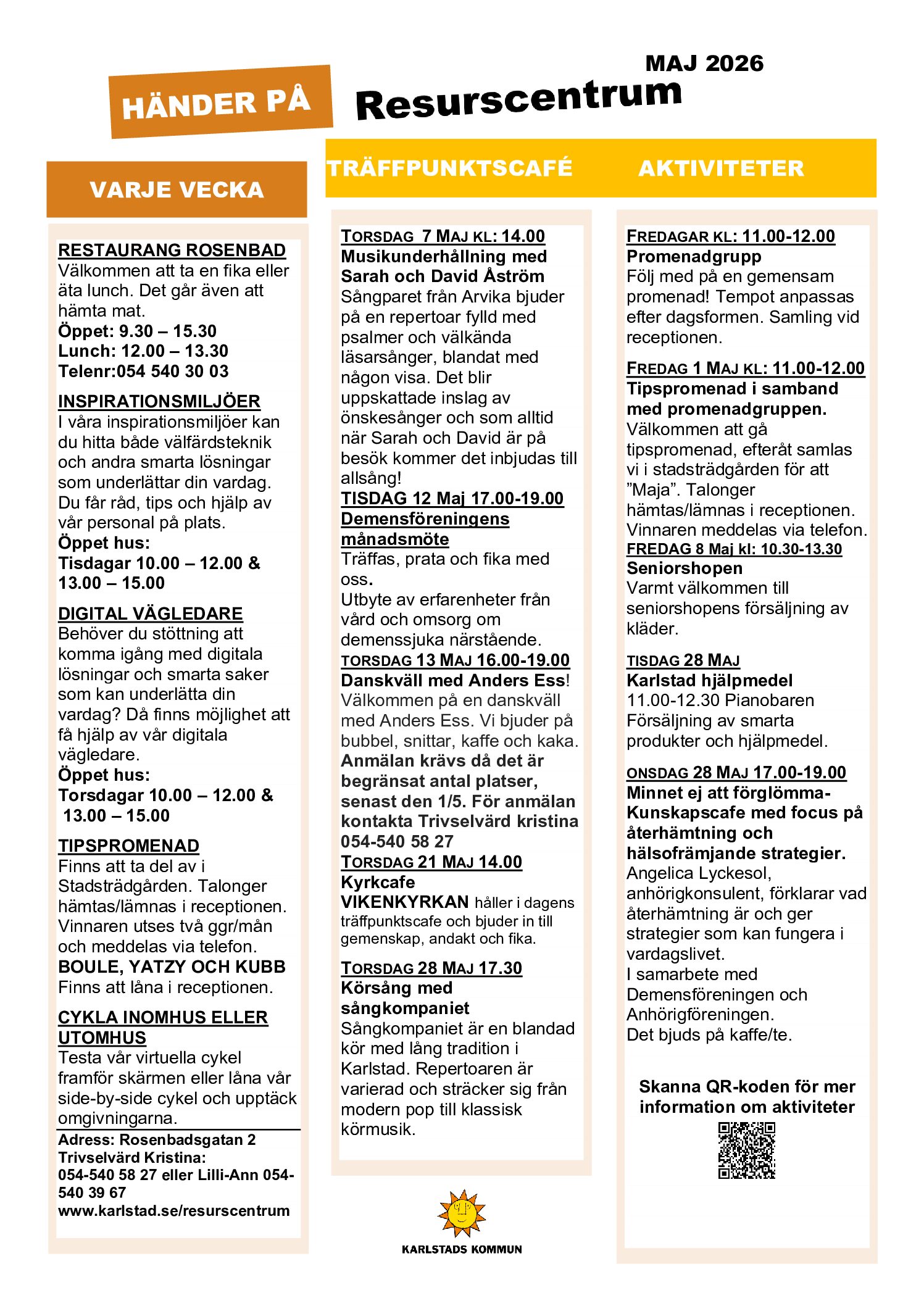 Aktivitetsprogram Resurscentrum Maj 2026