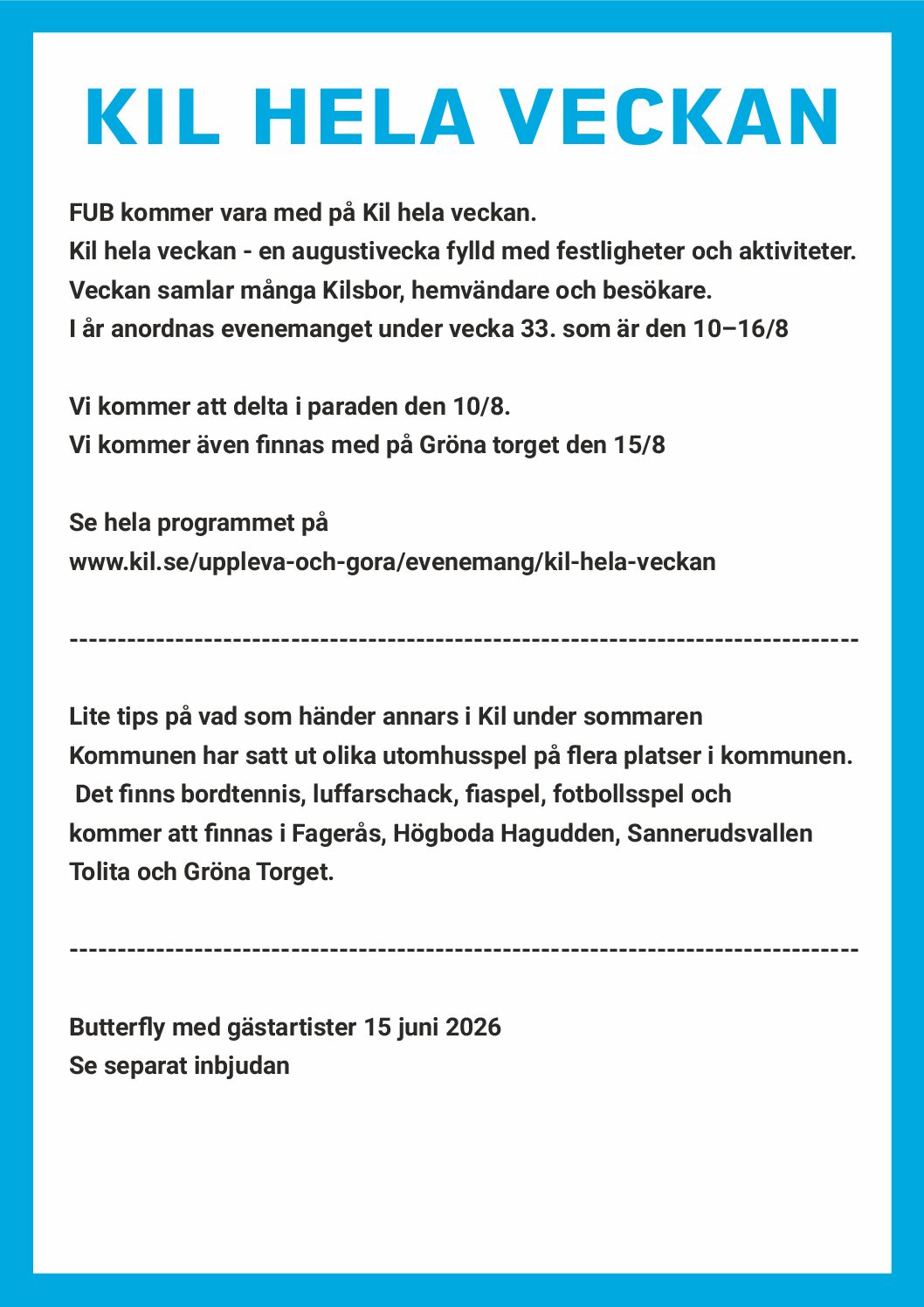 kil hela veckan