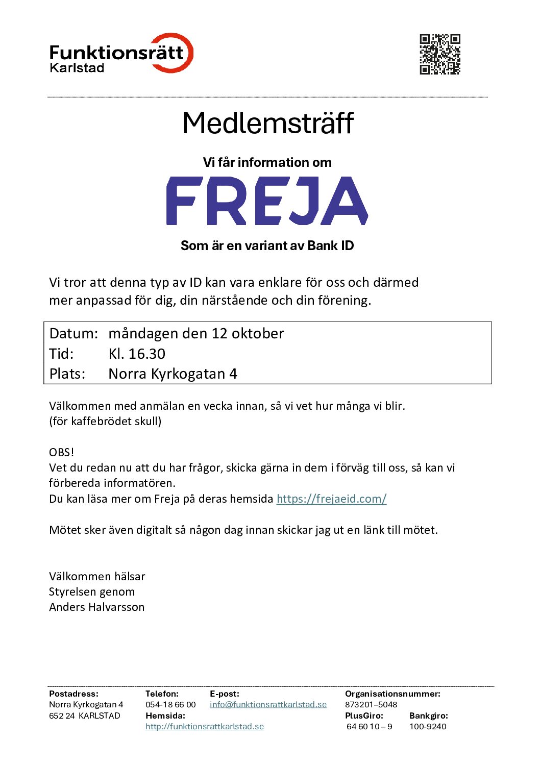 Medlemsträff freja-ID