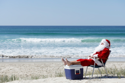 Julledig tomte på stranden