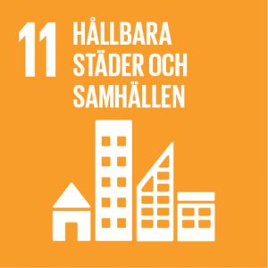 Agenda 2030 symbol för mål 11 Hållbara städer och samhällen