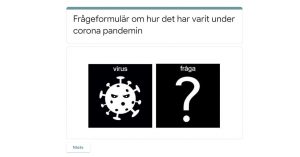 Skärmbild enkät om coronapandemin. Länk till enkäten. 